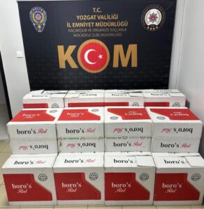 Yozgat İl Emniyet Müdürlüğü ekipleri, bir iş yerinde kaçak makaron