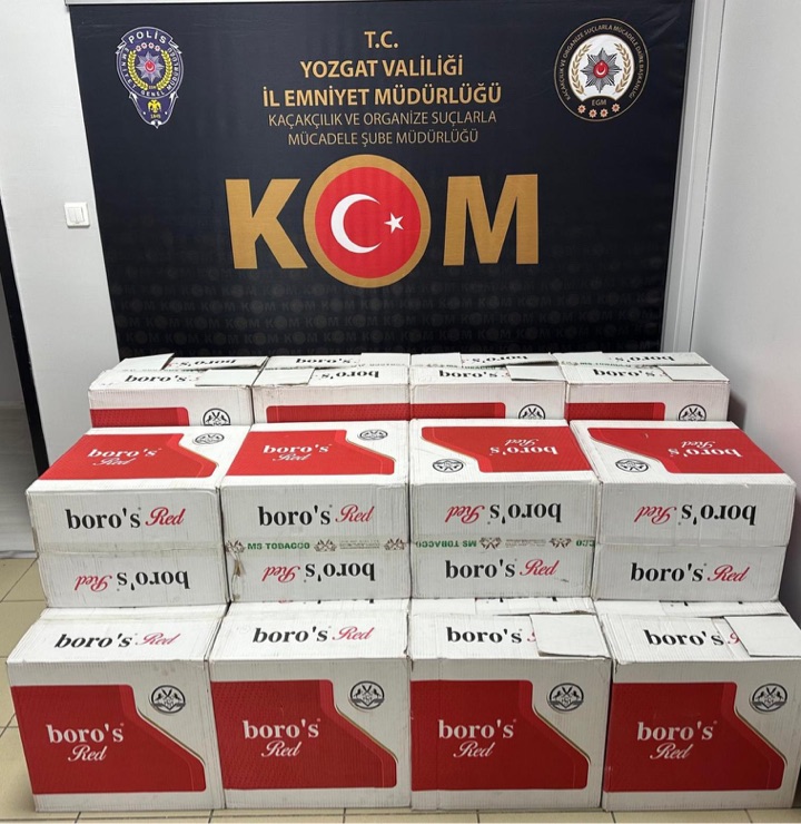 Yozgat İl Emniyet Müdürlüğü ekipleri, bir iş yerinde kaçak makaron