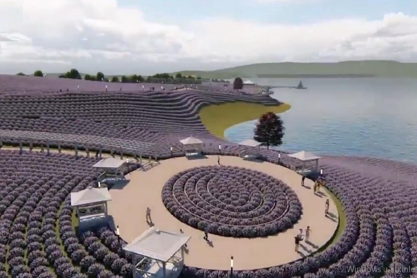 Çekerek ilçesinde yarımada üzerine kurulan lavanta bahçesi, mor renge bürünmesiyle