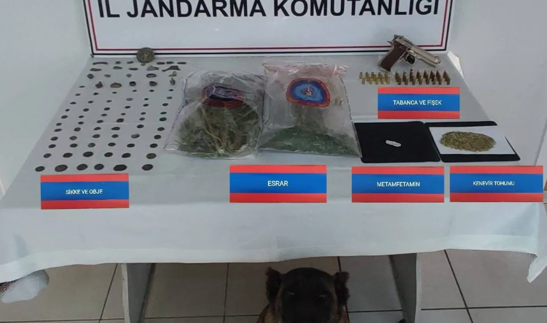 Yozgat İl Jandarma Komutanlığı, Çayıralan'da gerçekleştirdiği operasyonda, uyuşturucu, tarihi eser