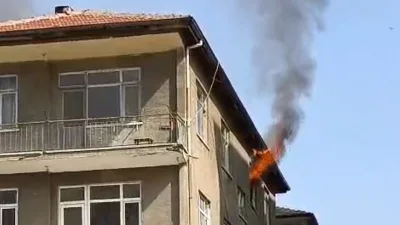 Yerköy ilçemizde bulunan boş bir binanın dördüncü katında çıkan yangın