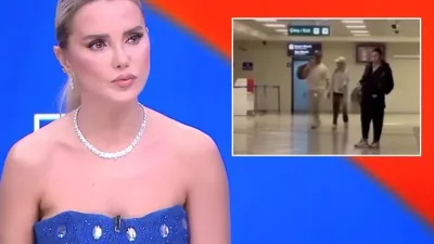 Samsun Havaalanı'nda el ele yakalanan Sinan Akçıl ve Ece Erken'in