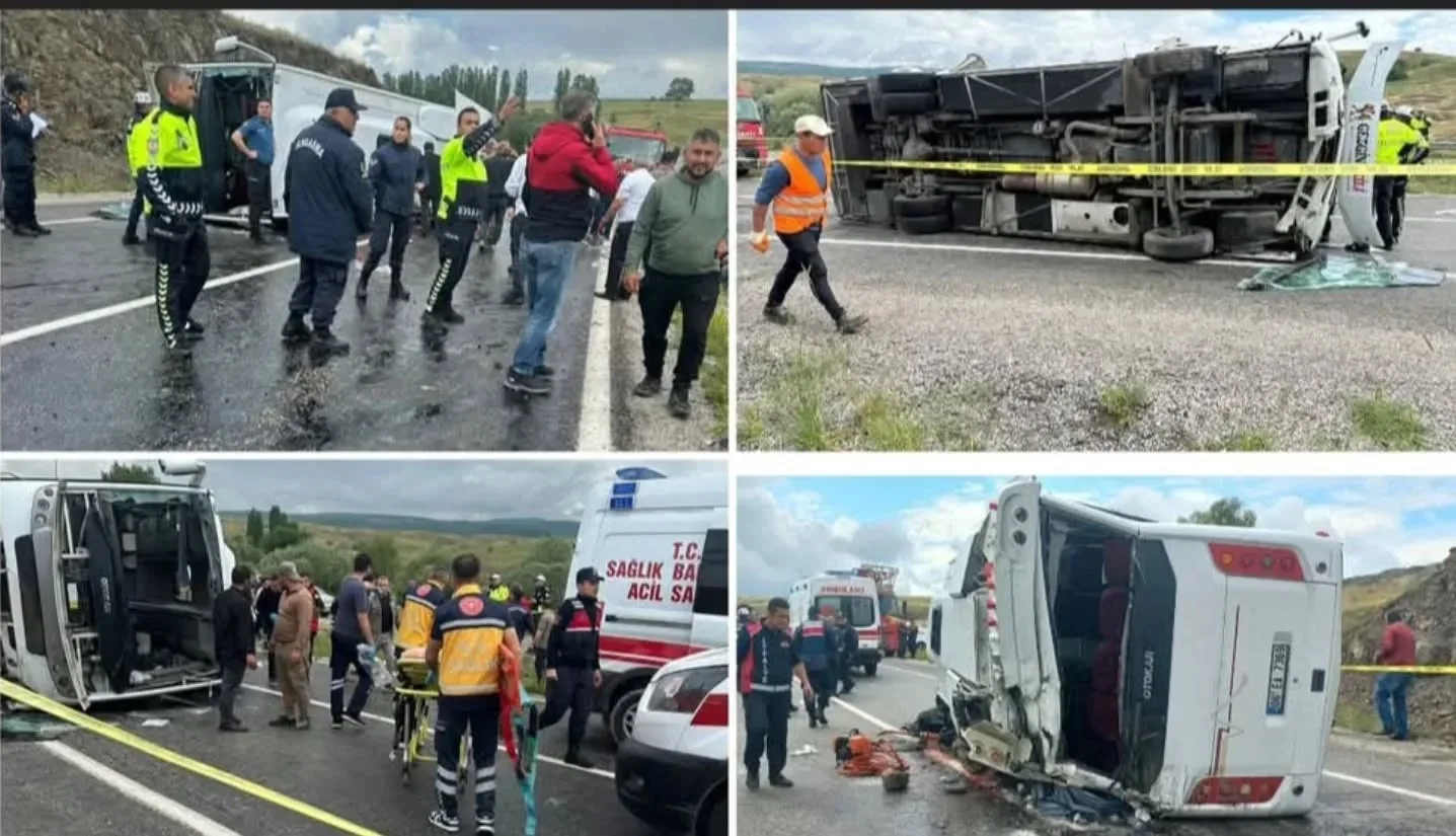 Yozgat’ın Akdağmadeni ilçesinde taziye dönüşü devrilen yolcu otobüsünde 3 kişi
