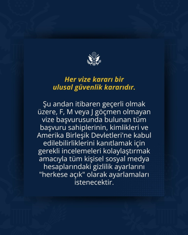 ABD'den vize başvurusunda sosyal medya hesaplarına 'herkese açık' şartı