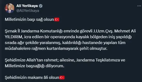 Ali Yerlikaya duyurdu! Şırnak'tan kahreden haber