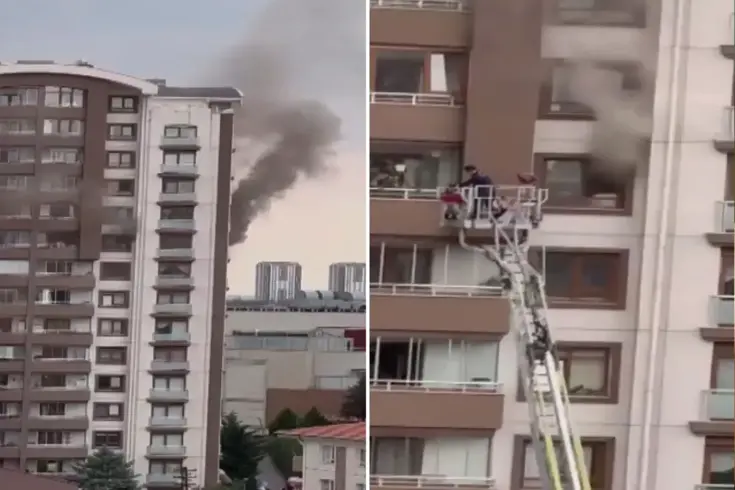 Ankara'nın Keçiören ilçesinde bulunan 14 katlı binada yangın çıktı. İtfaiye