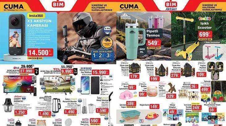 BİM’in 4 Temmuz 2025 Cuma günü geçerli olan aktüel ürünler