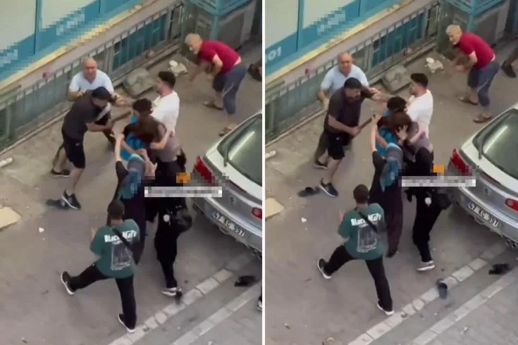 İstanbul'un Esenyurt ilçesinde, bir market çalışanı genç kız, iki grup