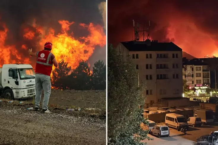Orhaneli ve Harmancık ilçelerinde başlayan orman yangınına karşı mücadele devam