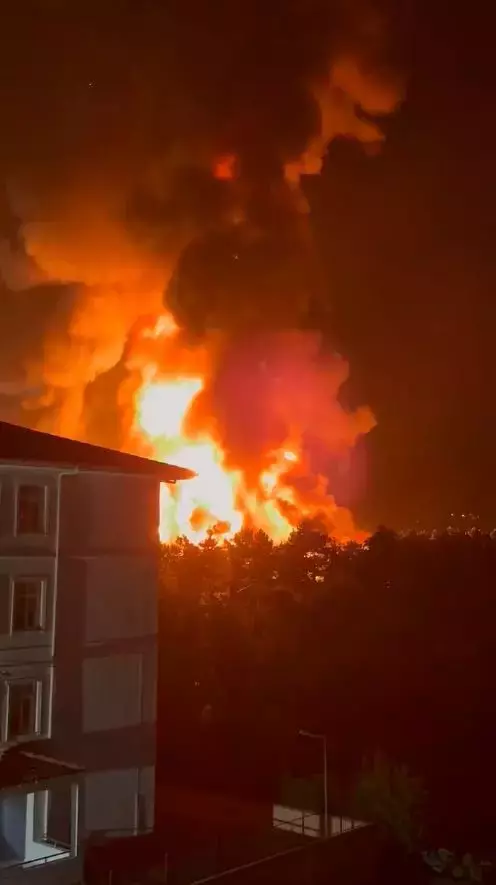 Çekmeköy'de ormana yakın noktadaki sünger fabrikasında yangın çıktı