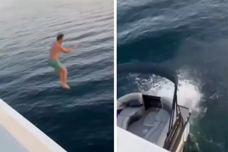 Sosyal medyada dolaşıma giren videolarda, bir kişi köprüden denize atladı