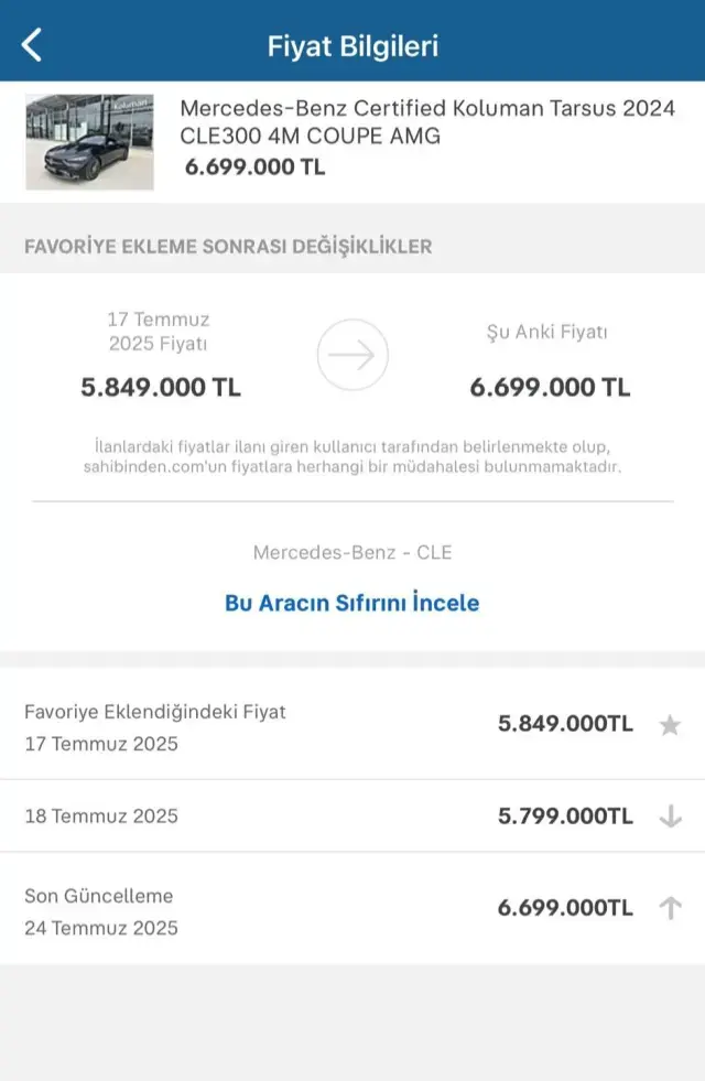 ÖTV zammı sonrası ilandaki araçların fiyatları tek tek değişiyor