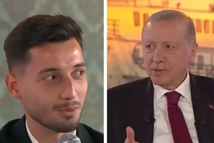 Beşiktaş'ın futbolcusu Tayyip Talha Sanuç ile Cumhurbaşkanı Recep Tayyip Erdoğan
