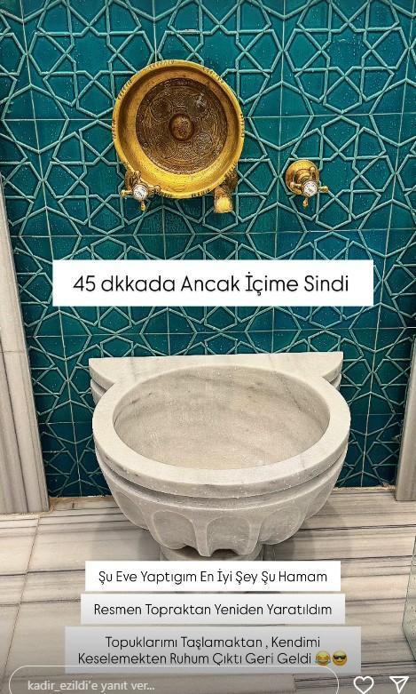 Lüks bitmiyor! Kadir Ezildi evine hamam yaptırdı
