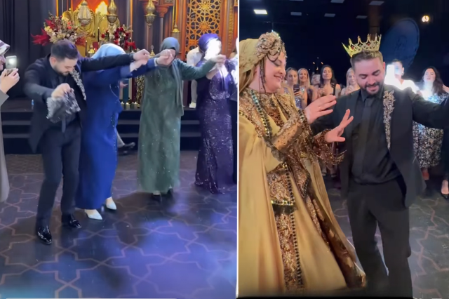 İki ay önce nikah masasına oturan Kadir Ezildi eşiyle kına gecesinde göbek attı