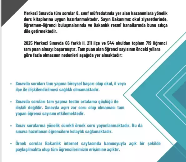 MEB'den LGS raporu! Tam puan alan öğrencilerin not ortalamaları paylaşıldı