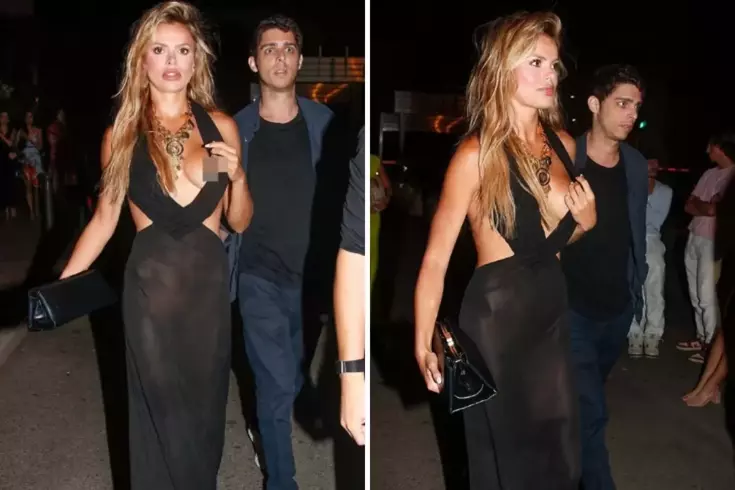 28 yaşındaki ünlü model Brooks Nader, Saint-Tropez'deki bir etkinlikte giydiği