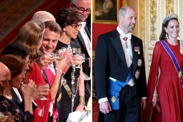 Fransa Cumhurbaşkanı Emmanuel Macron, Windsor Kalesi'nde düzenlenen resmi yemekte Prenses