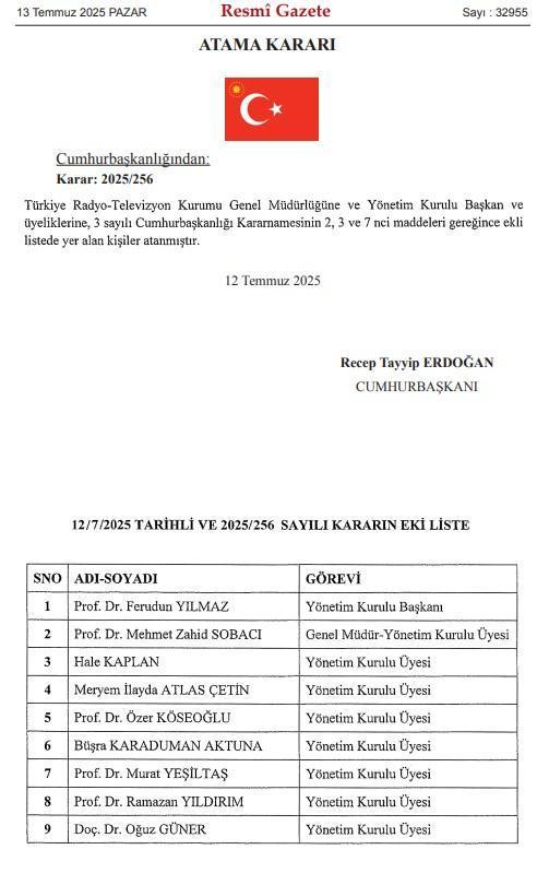 TRT Yönetim Kurulu Başkanlığı'na yeni isim!