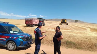 Yozgat’ın Çandır ilçesinde Jandarma ekipleri, hasat döneminde artan risklere karşı