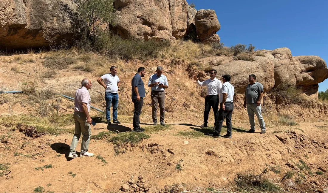 Çiçekdağı Kaymakamı Murat Görmüş, beraberindeki heyetle birlikte Akbıyıklı Köyü’nde incelemelerde