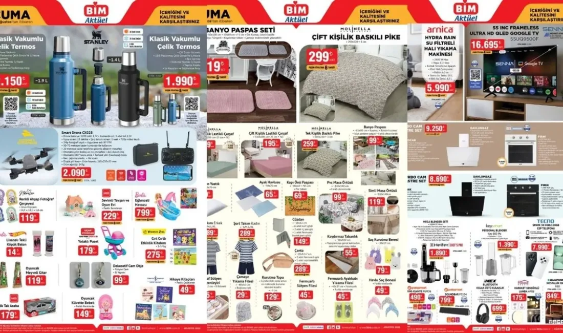 BİM’in 12-15 Ağustos 2025 tarihleri arasında raflarda satışa sunacağı aktüel