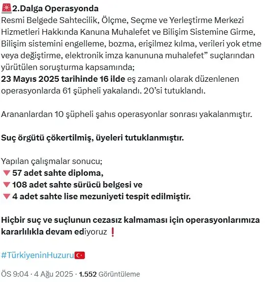 Yerlikaya'dan sahte diploma skandalına ilişkin açıklama