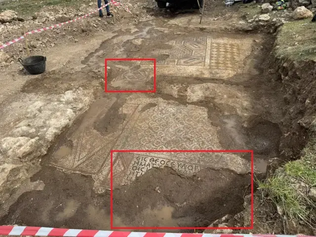 Diyarbakır'da mezar kazısında mozaik, Davut yıldızı ve 6 satırlık dilekçe yazısı ortaya çıktı