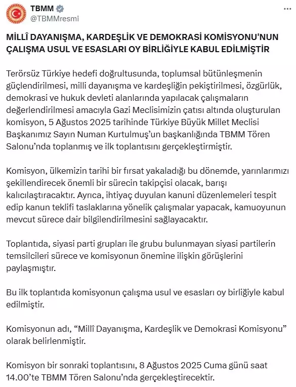 Tarihi komisyonun Meclis'teki ilk toplantısı sona erdi