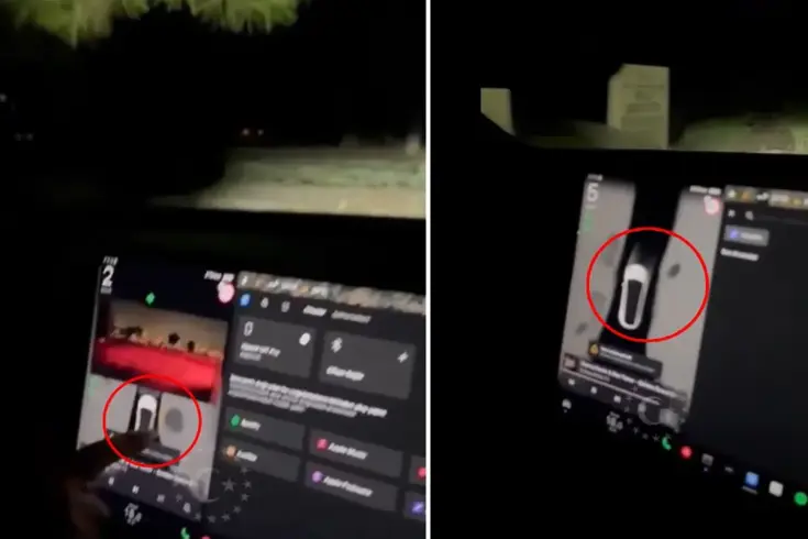 Bir vatandaş, Antalya'da geceleyin Tesla arabasıyla mezarlık alanına girdi ve