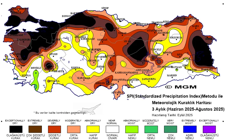 Meteoroloji Genel Müdürlüğü, Ağustos 2024 – Temmuz 2025 dönemini kapsayan