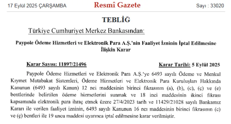 Türkiye Cumhuriyet Merkez Bankası (TCMB), ödeme hizmetleri ve elektronik para