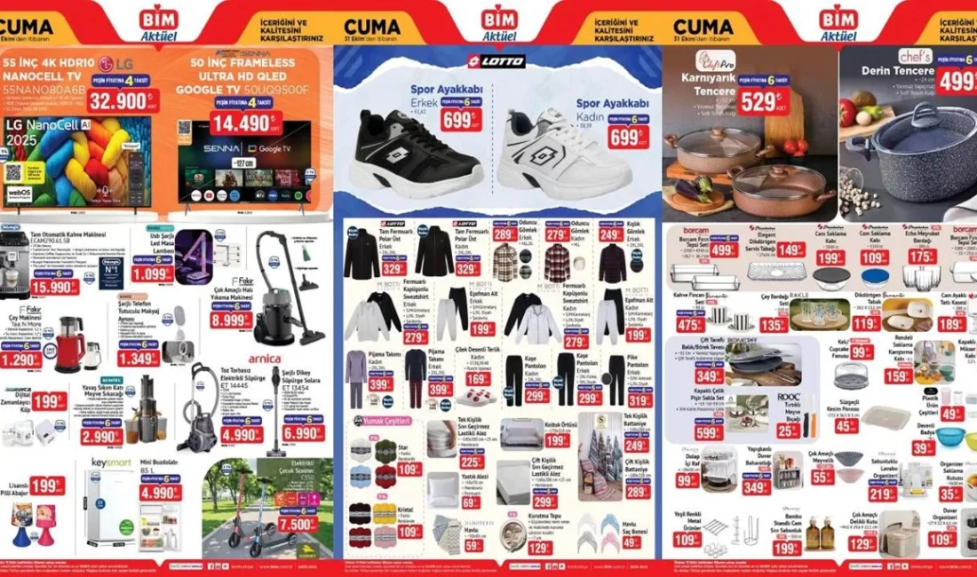BİM 31 Ekim Cuma Aktüel Ürünler Kataloğu Yayınlandı BİM 31 Ekim Cuma aktüel ürünler kataloğu duyuruldu. Bu hafta,