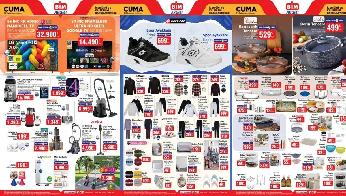 BİM 31 Ekim Cuma aktüel ürünler kataloğu duyuruldu. Bu hafta,