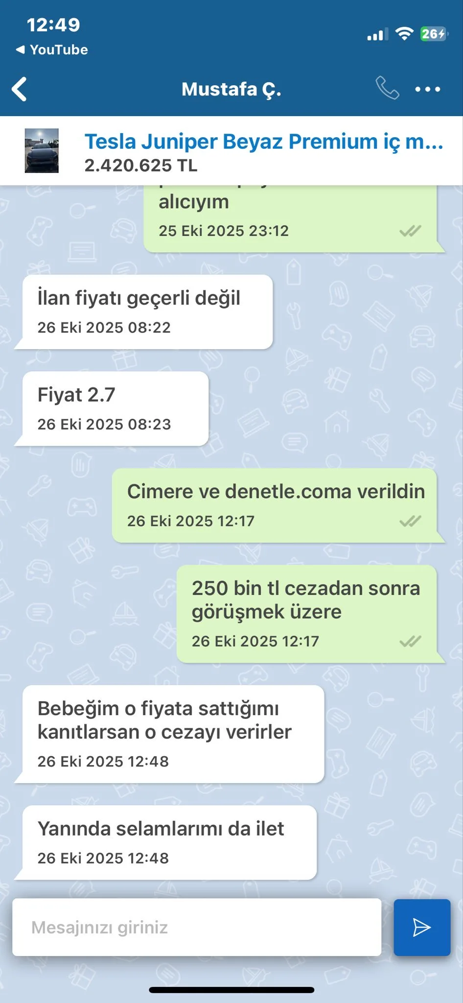 İlan fiyatını artırdığı gerekçesiyle bir araç satıcısına, Ticaret Bakanlığı tarafından