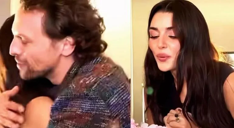 Hande Erçel, yeni projesinin setinde partneri Metin Akdülger’in hazırladığı sürpriz