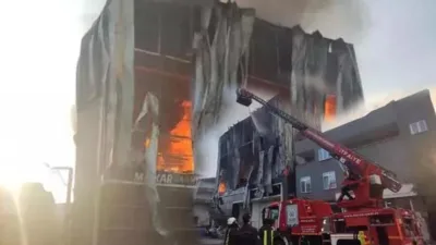 Kocaeli'nin Dilovası ilçesinde parfüm deposunda meydana gelen yangında 6 kişi