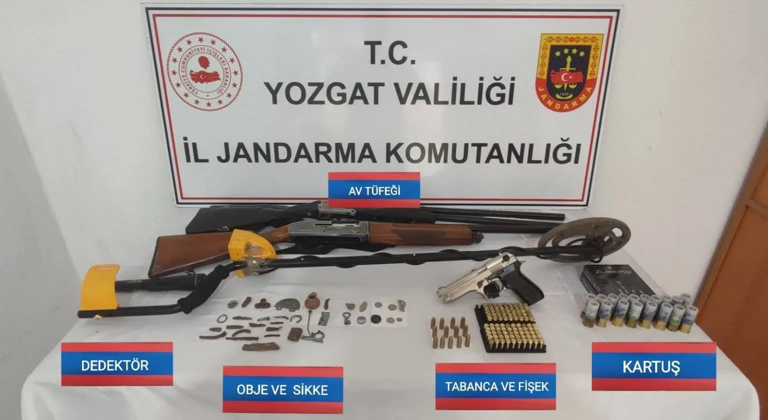 Yozgat'ın Sorgun ilçesinde, tarihi eser niteliğinde 29 obje ele geçirildi,