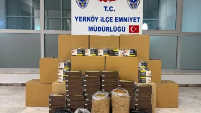 Yerköy’de yürütülen titiz çalışmalar sonucu bandrolsüz tütün ve makaron ticareti