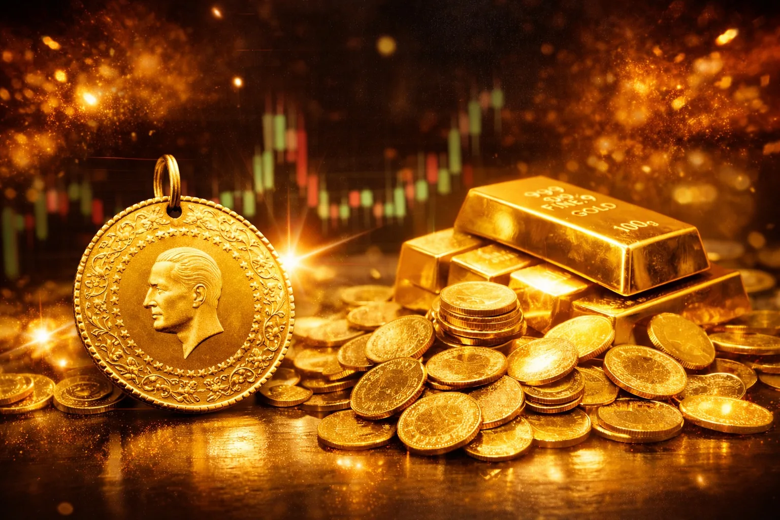 Gram altın 7 bin TL'nin üzerinde işlem görürken, ons altın