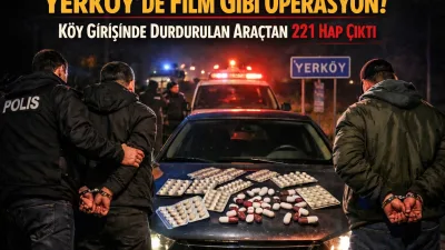 Yerköy ilçesinde Ankara’dan gelen bir araç köy girişinde narkotik ekiplerince