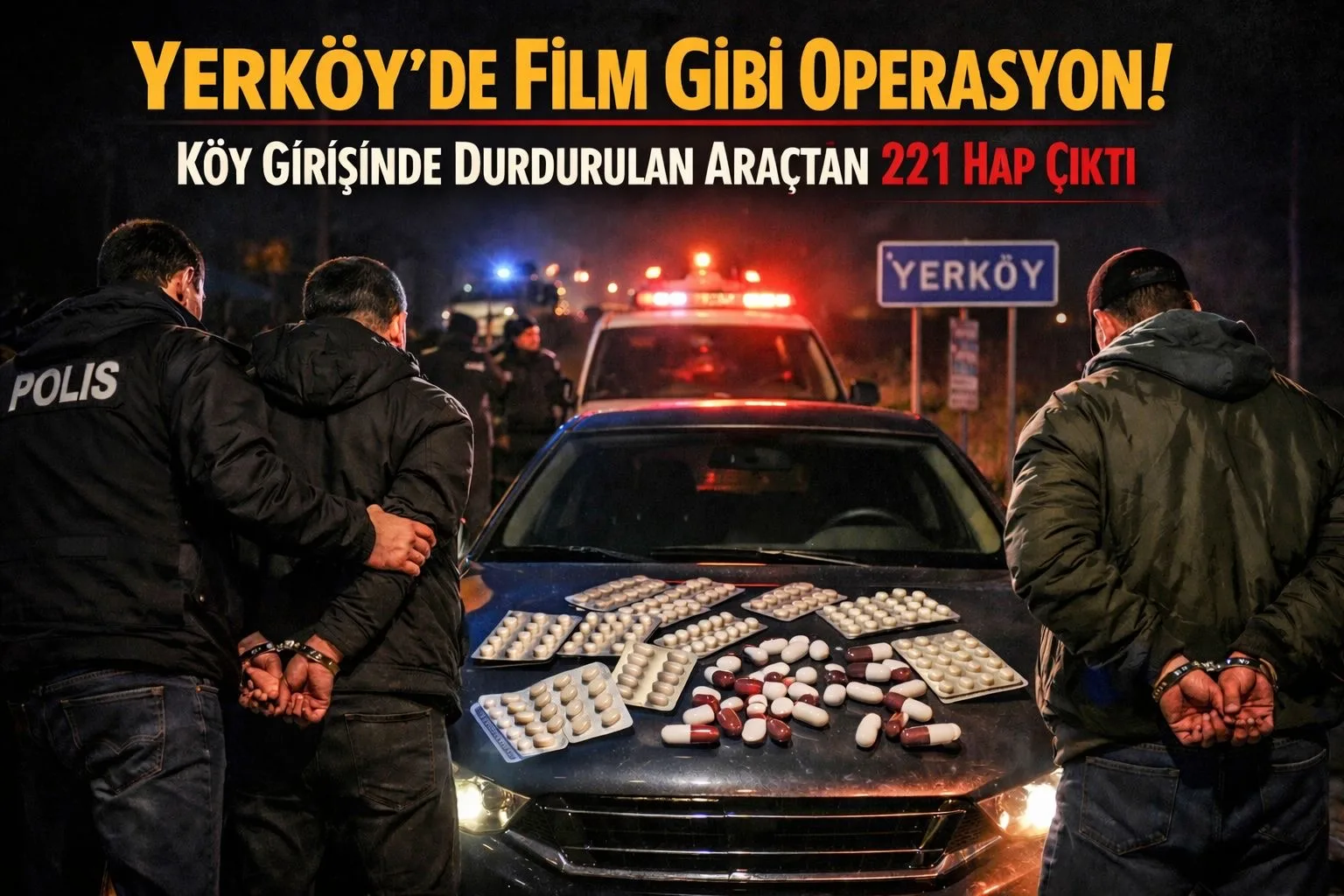 Yerköy ilçesinde Ankara’dan gelen bir araç köy girişinde narkotik ekiplerince