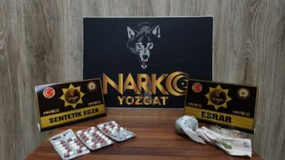 Yerköy ilçemizde durdurulan araçta 32 adet sentetik ecza hap ve