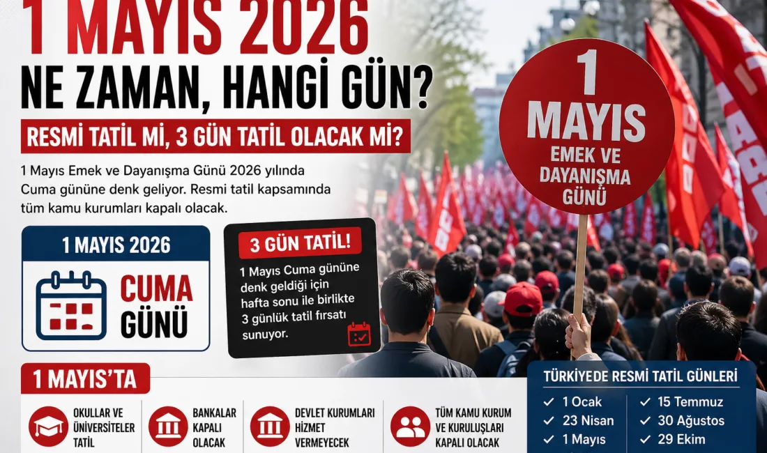2026 yılında 1 Mayıs Emek ve Dayanışma Günü Cuma gününe