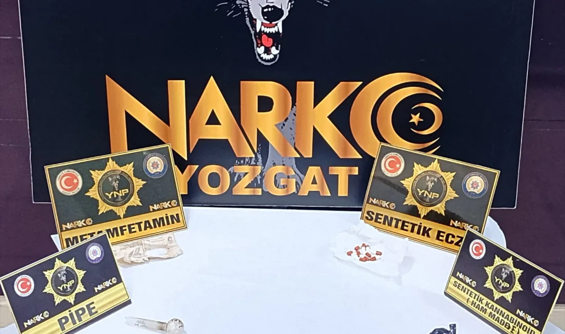 Yozgat’ta narkotik ekiplerinin uygulama noktasında durdurduğu araçta yapılan aramada çeşitli