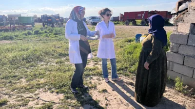Yerköy İlçe Sağlık Müdürlüğü ekipleri, mevsimlik tarım işçilerini konakladıkları çadırlarda