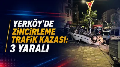 Yozgat'ın Yerköy ilçesinde, Haşim Kılıç Caddesi'nde 4 aracın karıştığı zincirleme