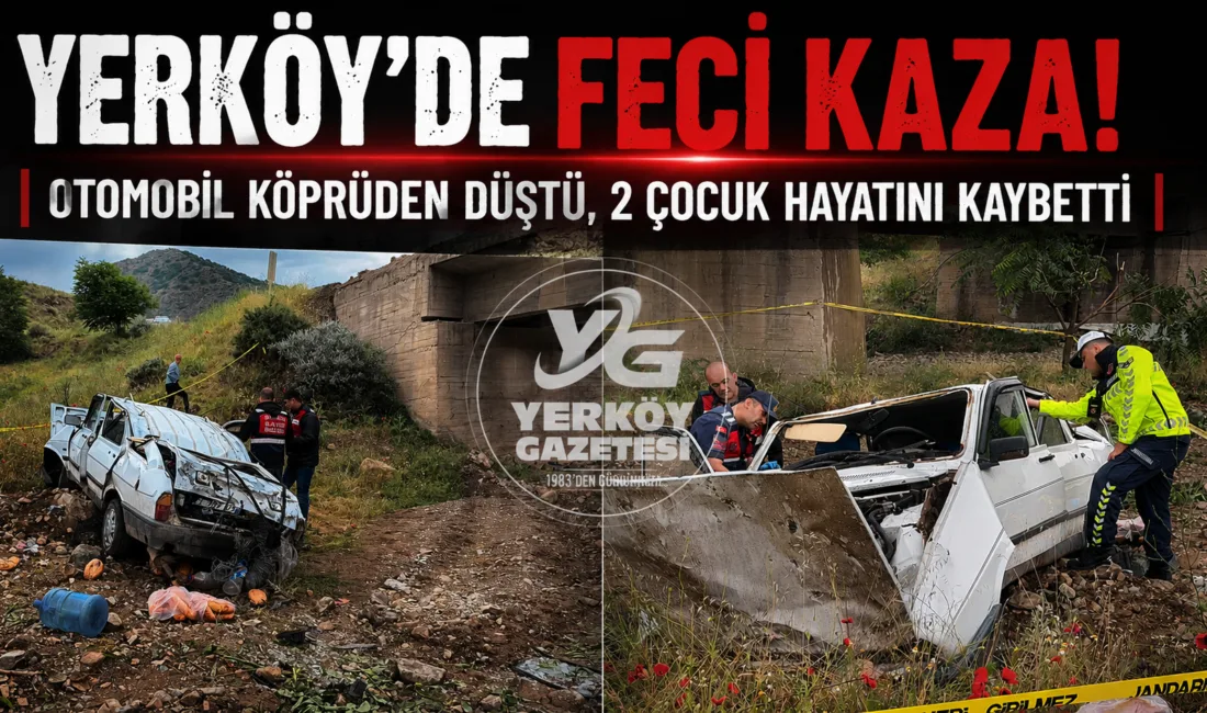 Yerköy ilçemizde meydana gelen trafik kazasında kontrolden çıkan otomobil köprüden