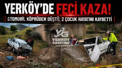 Yerköy ilçemizde meydana gelen trafik kazasında kontrolden çıkan otomobil köprüden