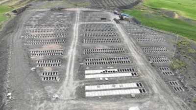 Yozgat'ın Sorgun ilçesinde yeni mezarlık alanındaki çalışmalar son aşamaya geldi.